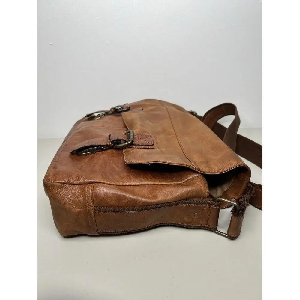 Fossil Brown Cognac Leather Briefcase Bag Shoulder